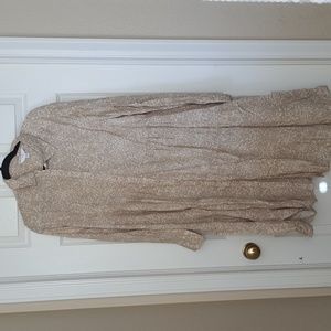 NWT Time and Tru Tan Animal Print Button Front Midi Dress XL